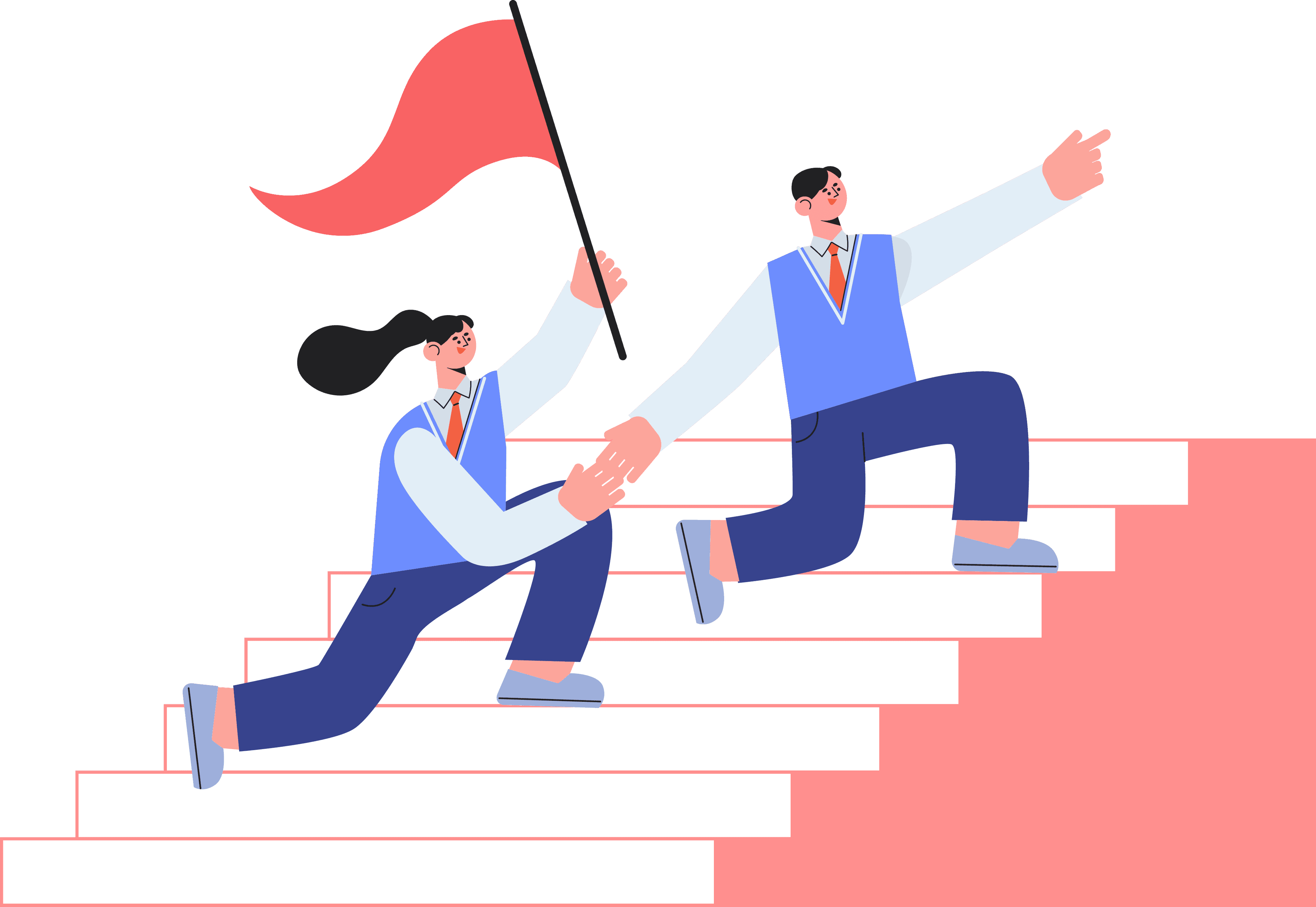 학생들이 깃발을 들고 있는 모습